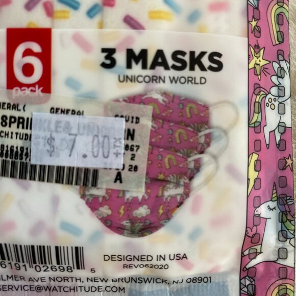 Unicorn Pattern Facial Masks Fabric and Disposable Pack Bundle Kid Size 5-12 - Picture 8 of 8